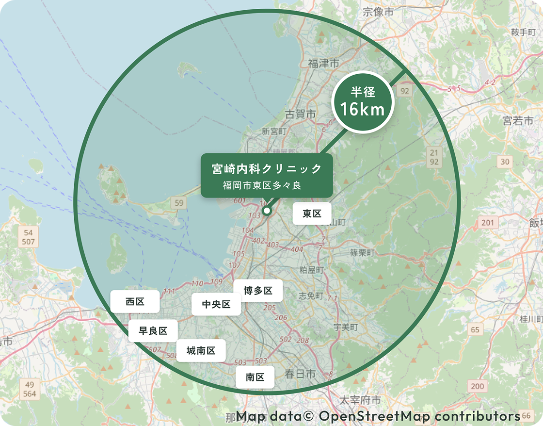 訪問診療エリア（半径16km）